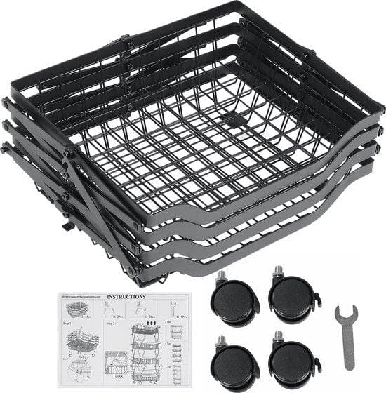 Köksvagnar - Köksvagn - förvaringsvagn med hjul - 4 hyllor - multifunktionellt förvaringsställ - frukt- och grönsaksställ - tillverkat av metall - sva