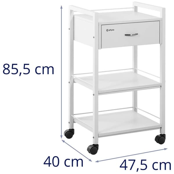 Physa Klinikbord - 1 låda - 2 hyllor - 47.5 x 40 x 85.5 cm