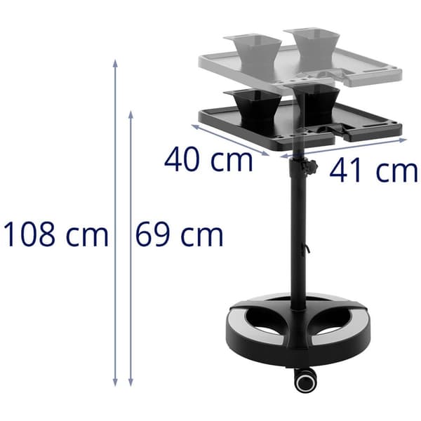 Physa Arbetsvagn för frisör - 10 kg - 635 - 1020 mm - 400 x 400 mm hylla