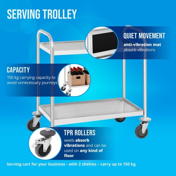 Royal Catering Serveringsvagn - 2 hyllplan - 150 kg