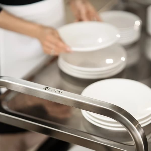 Royal Catering Serveringsvagn rostfritt stål - 3 hyllplan - 150 kg
