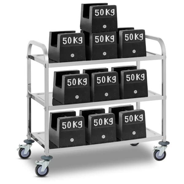 Royal Catering Serveringsvagn rostfritt stål - 3 hyllplan - 150 kg