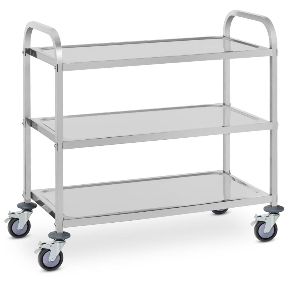 Royal Catering Serveringsvagn rostfritt stål - 3 hyllplan - 150 kg