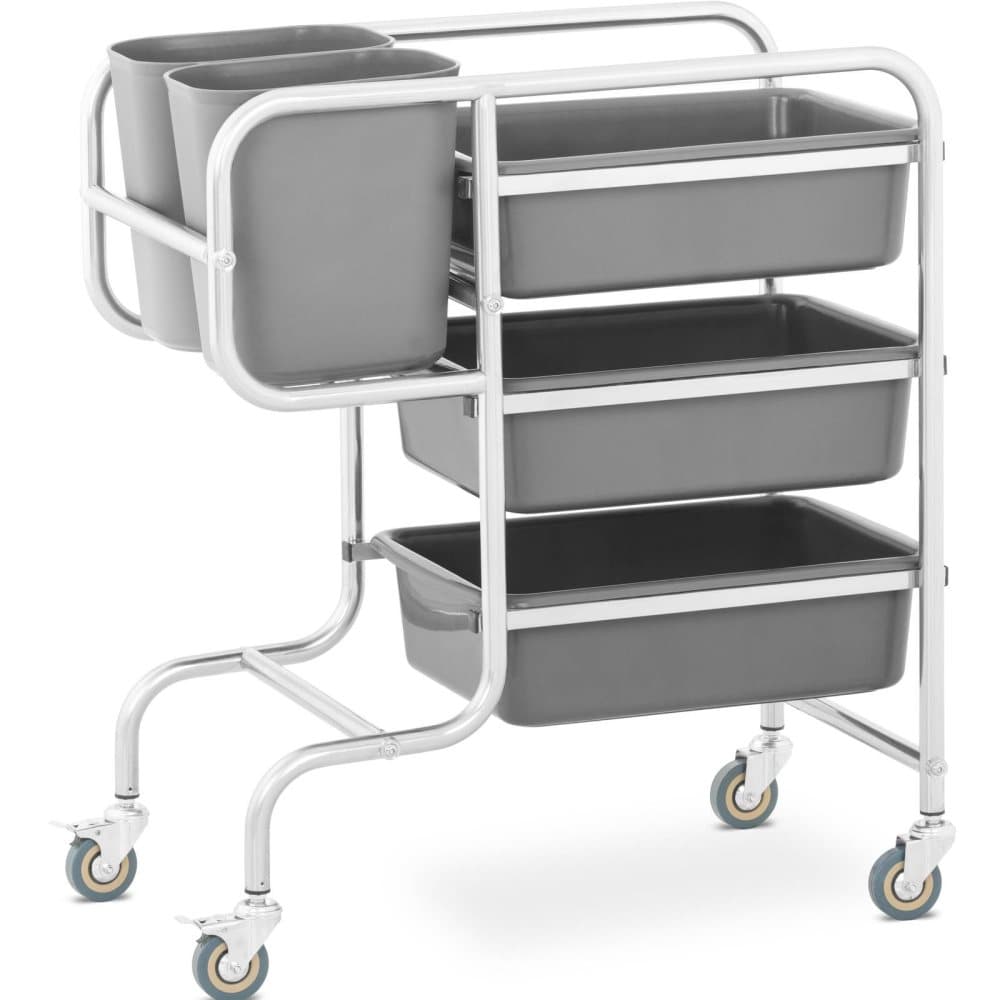 Royal Catering Köksvagn - 3 kar för porslin - 2 avfallsbehållare - upp till 84 kg