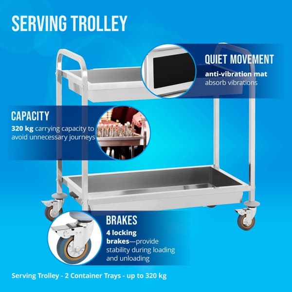 Royal Catering Serveringsvagn - 2 diskbrickor - Upp till 320 kg