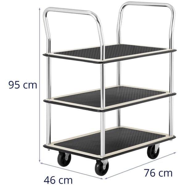 MSW Plattformsvagn - Upp till 150 kg - 3 hyllplan