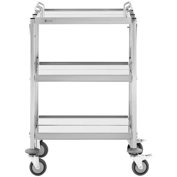 Royal Catering Serveringsvagn - 3 hyllor - (2x) 50 x 83 / 40 x 58 cm - 90 kg - hopfällbar - Royal Catering
