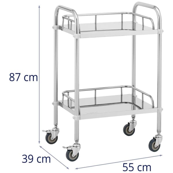 Steinberg Systems Laboratorievagn - rostfritt stål - 2 hyllor vardera 45 x 36 x 2,5 cm - 20 kg