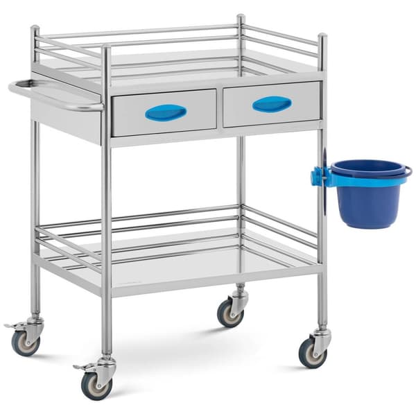 Steinberg Systems Laboratorievogn - rustfrit stål - 2 hylder - 58 x 41 x 15 cm - 40 kg - 2 skuffer