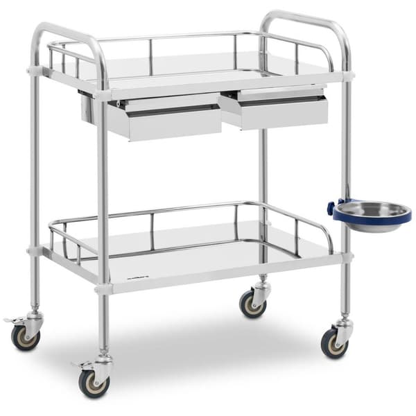 Steinberg Systems Laboratorievagn - rostfritt stål - 2 hyllor vardera 55 x 37 x 13 cm - 2 lådor - 20 kg