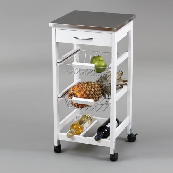 Köksvagn - MÄRKE - 7040028012 - Inox metall - 2 korgar - 4 hjul med bromsar