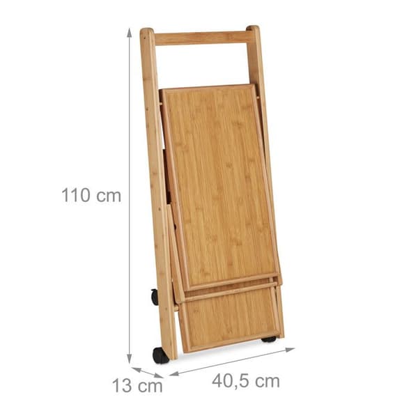 Relaxdays Bamboo Köksvagn Hopfällbar Serveringsvagn Te Dryckesvagn HxBxD: 70x40,5x65 cm, Natural