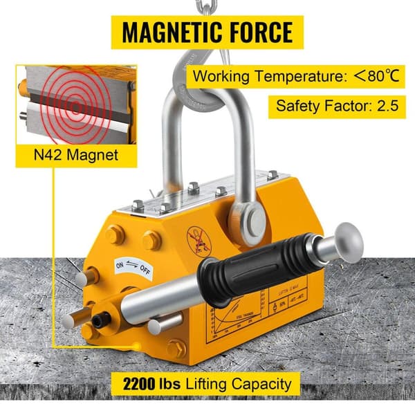 1000kg kapacitet Stål permanent magnetlyftare, superstark neodymmagnet, hållbar, säker och lätt att använda, bred applikation