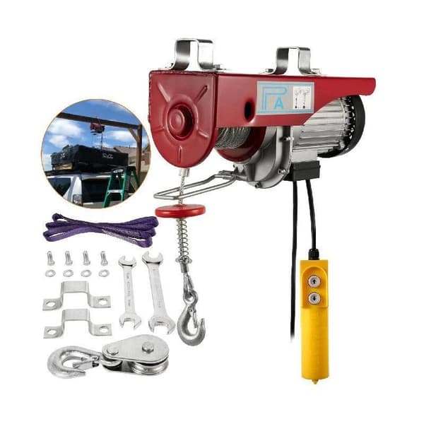 1150W 600kg kapacitet elektrisk lyftkran, högeffektiv ren kopparmotor, antirotationsstålvajer, lågt ljud, hög säkerhet, lättinstallerad