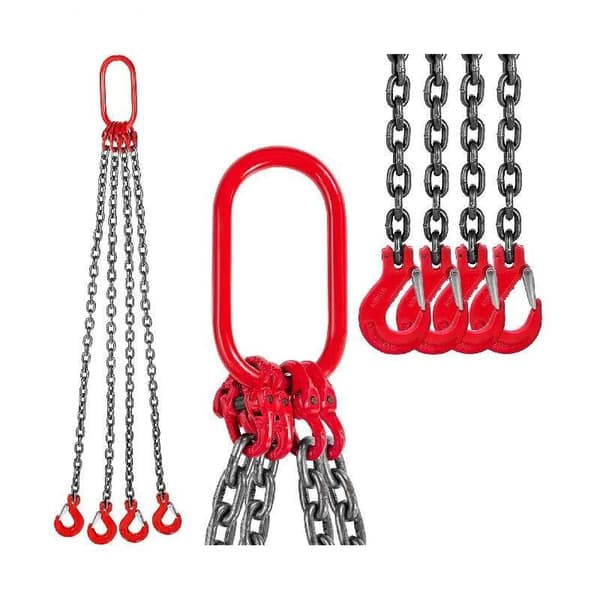 4 ton lastkapacitet 8mm X 2m tung Fyrbens kedjeslinga, stark stålkonstruktion, självlåsande krokdesign, lätt att använda, bred applikation