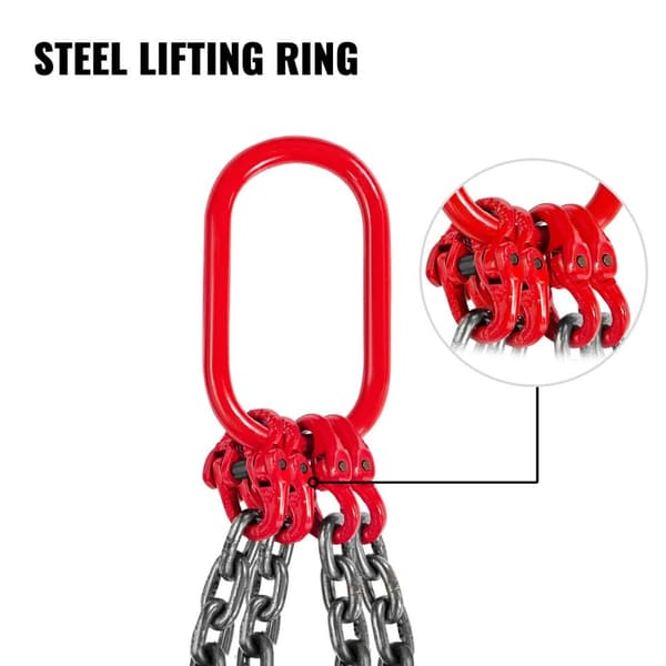 4 ton lastkapacitet 8mm X 1m tung Fyrbens kedjeslinga, stark stålkonstruktion, självlåsande krokdesign, lätt att använda, bred applikation