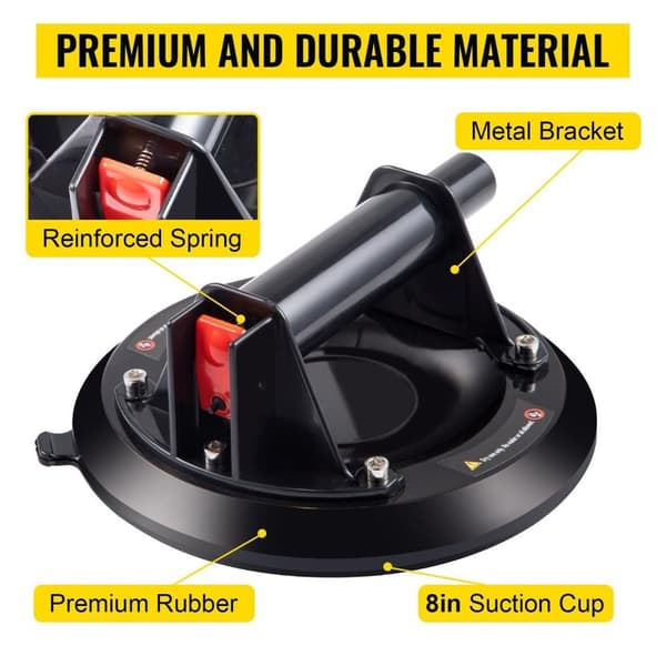 2st 8''/20,3cm 100kg sugkraft kraftig handhållen glaslyft vakuumsugkopp med säkerhetsindikator, ergonomiskt handtag, lättanvänd