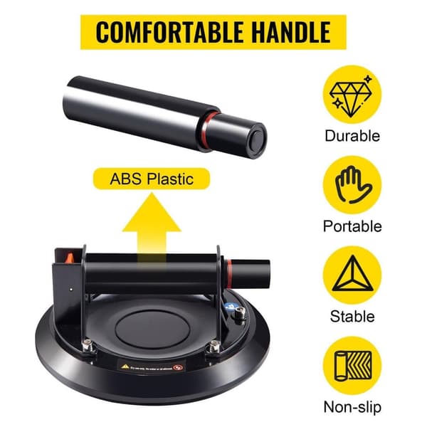 2st 8''/20,3cm 100kg sugkraft kraftig handhållen glaslyft vakuumsugkopp med säkerhetsindikator, ergonomiskt handtag, lättanvänd