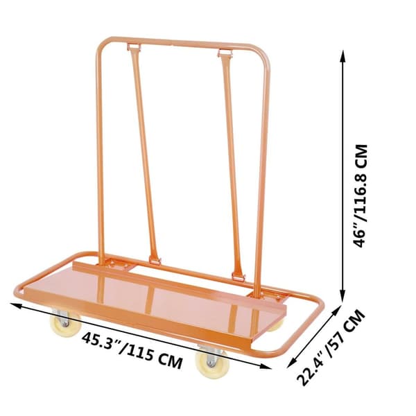 1360kg lastkapacitet professionell Gipsvagn med 115 x 57cm däck, tung Konstruktion, avtagbar design, lätt att använda, säker och stabil