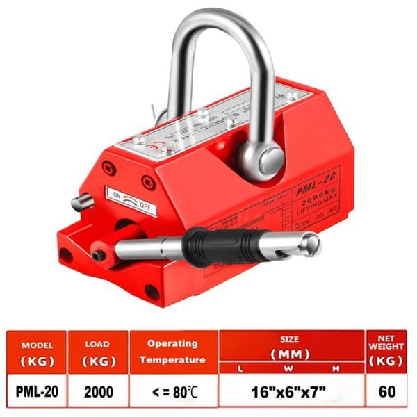 2000kg permanent magnetlyftare, robust konstruktion, omtänksam design, lätt att använda, bred applikation