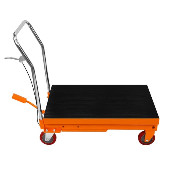 500 kg Hydraulic Table Lift Manual Foot & Hand Pedal Anti-Slip Rubber Mat 4 Wheels Trolley Scissor Platform Mobile Cart 81 cm x 51 cm Bench Bench Lift