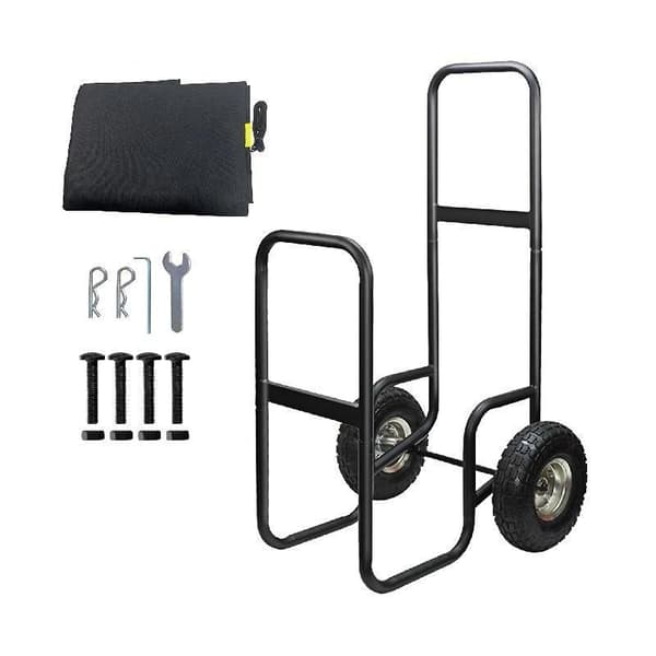 100 kg kapacitet 2 i 1 vedvagn med vattentätt överdrag, mer än tillräckligt med utrymme, robust ram, enkel installation