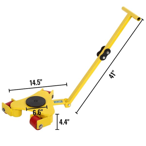 3 tons kapacitet mekaniska hanteringsvagn med 3 vridbara rullar/inbyggda handtag, solid konstruktion, stabil drift, 360° vridbar