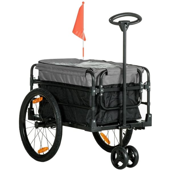 Rootz Cargo Trailer - Cykeltrailer - Håndvogn - Stål - Sort + Grå - 130 x 64 x 103 cm