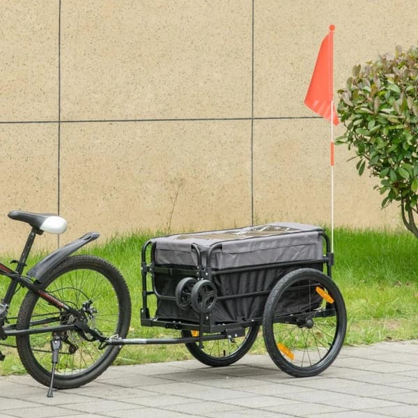 Rootz Cargo Trailer - Cykeltrailer - Håndvogn - Stål - Sort + Grå - 130 x 64 x 103 cm