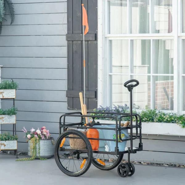 Rootz Cargo Trailer - Cykeltrailer - Håndvogn - Stål - Sort + Grå - 130 x 64 x 103 cm