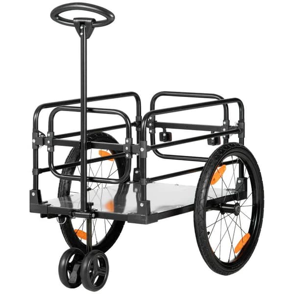 Rootz Cargo Trailer - Cykeltrailer - Håndvogn - Stål - Sort + Grå - 130 x 64 x 103 cm