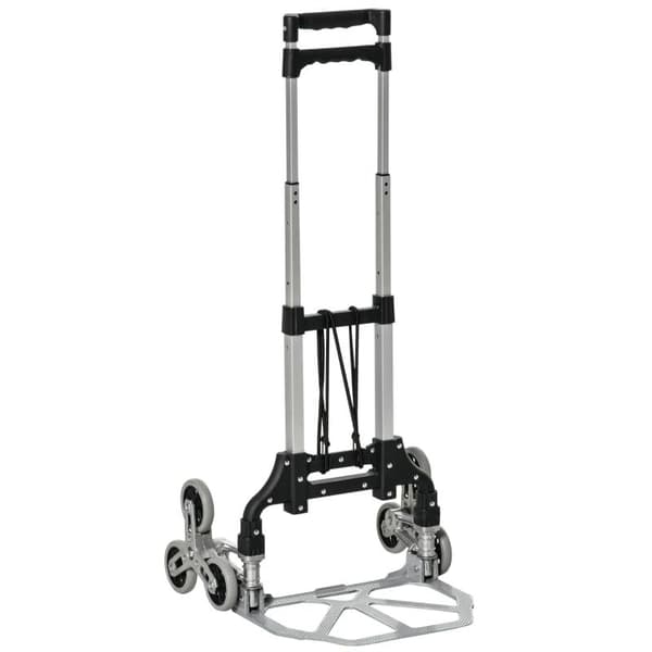 Rootz Stair Climber - Sammenklappelig 6-hjulet Trappebestigning - Inkluderer fastgørelsesstrop - Automatisk foldning - Sølv + Sort - 47L x 47W x 100H