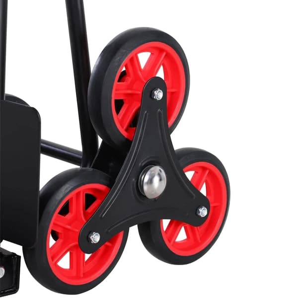 Rootz Steel Climbing Stairs Trolley - Steel Trolley - Hand Trucks - 6-wheeled Trolley - Foldable Hand Truck - Load Carrying Hand Truck  - Black & Red