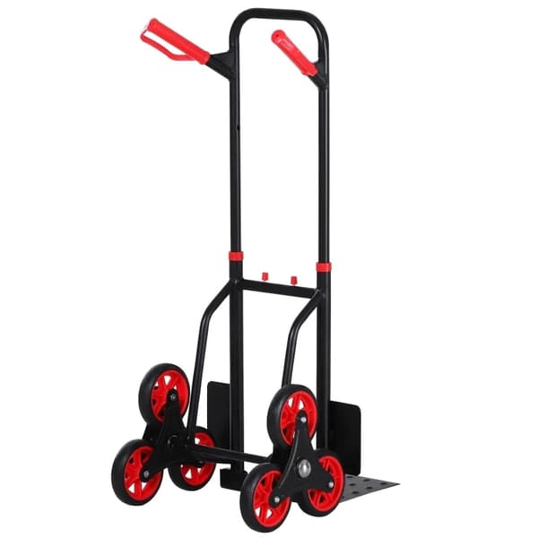 Rootz Steel Climbing Stairs Trolley - Steel Trolley - Hand Trucks - 6-wheeled Trolley - Foldable Hand Truck - Load Carrying Hand Truck  - Black & Red