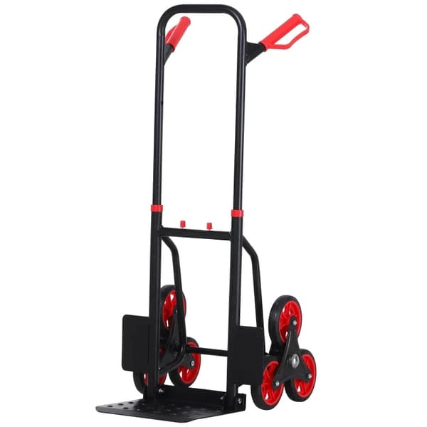 Rootz Steel Climbing Stairs Trolley - Steel Trolley - Hand Trucks - 6-wheeled Trolley - Foldable Hand Truck - Load Carrying Hand Truck  - Black & Red