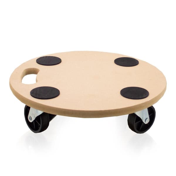 Transportvagn upp till 200 kg, rund MDF-skiva 38 cm, p? hjul f�r transport