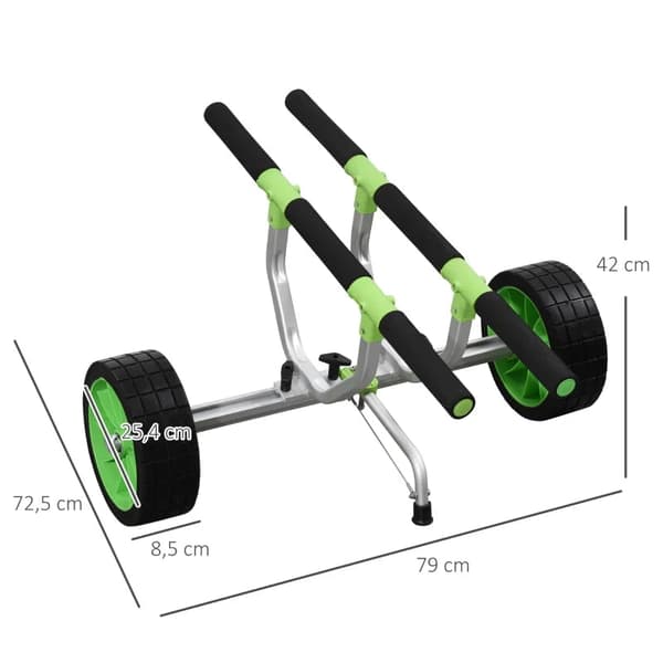 Rootz Boat Trolley - Justerbar bredd - Lastkapacitet upp till 100 kg - Aluminium - Svart + Grön - 79 x 72,5 x 42 cm