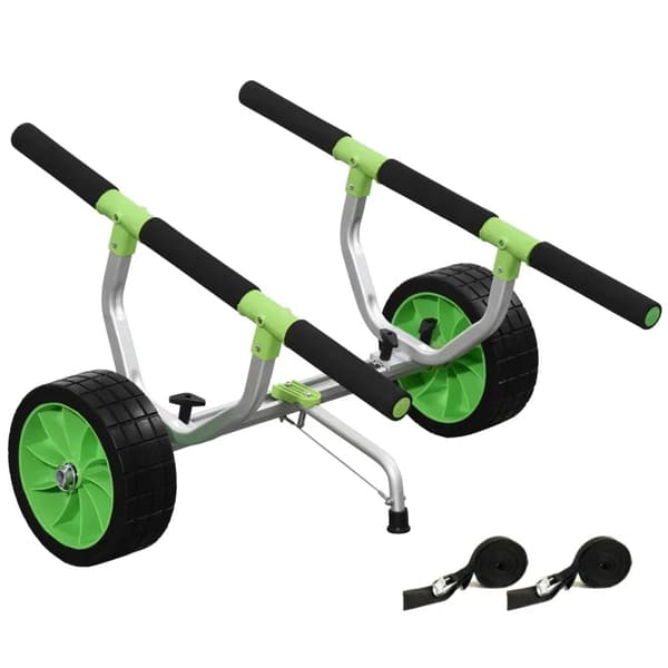 Rootz Boat Trolley - Justerbar bredd - Lastkapacitet upp till 100 kg - Aluminium - Svart + Grön - 79 x 72,5 x 42 cm