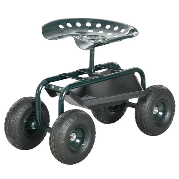 Rootz Trädgårdsvagn - Vridbar sits - Justerbar i höjdled - Trädgårdsvagn - Luftfyllda däck - Stark - Stål-plast-gummi - Mörkgrön - 83L x 36,5W x 45-60