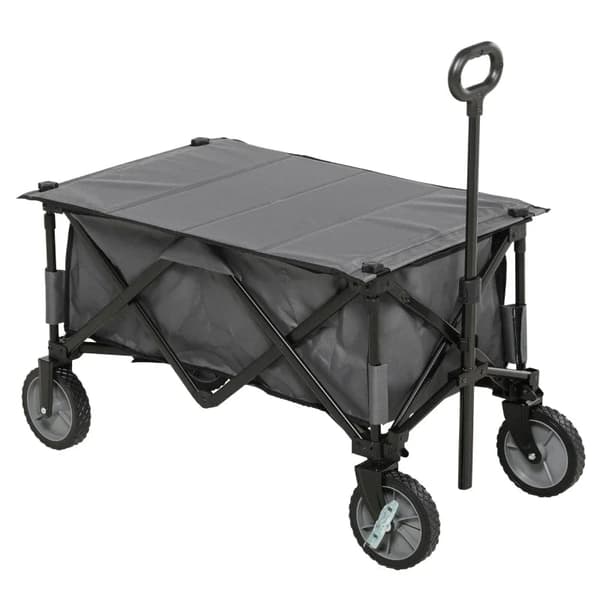 Rootz-puutarhavaunu - Pyörillä oleva tavaravaunu - Taittuva käsikärry - 5 sivutaskua - Säädettävä kahva - Jopa 120 kg - Teräs - Tummanharmaa - 100 x 5