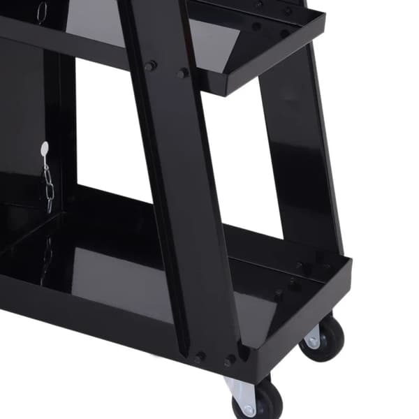 Rootz Svejsevogn - Gasflaskevogn - 3 hylder - Sikkerhedskæde - 4 Hjul - Stål - Sort - 71 x 39 x 70 cm
