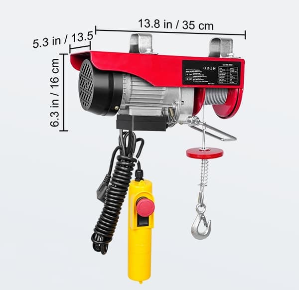 250kg kapacitet 2800rpm elektrisk lyftanordning med 14ft trådbunden fjärrkontroll, elektrisk vinsch, enkel installation