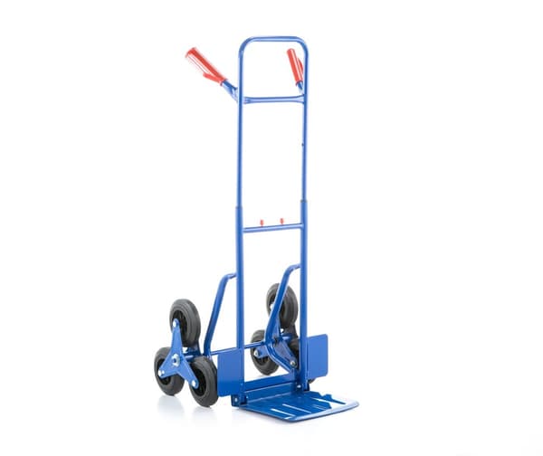 Hopfällbar handtruck med 6 solida gummidäck, 250 kg kapacitet, blå/röd - Professionell användning