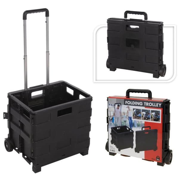 Vagn - H&amp;S Collection - Aluminium - 30L hopfällbar låda - Svart - Max belastning 18kg