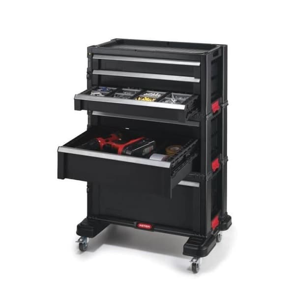 Verkstadsvagn - Keter - All Drawer - 6 lådor - Röd/Svart - 59,8 x 37,7 x 83,2 cm