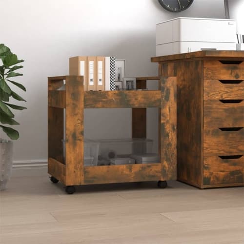 Skrivbordsvagn rökfärgad ek 60x45x60 cm konstruerat trä