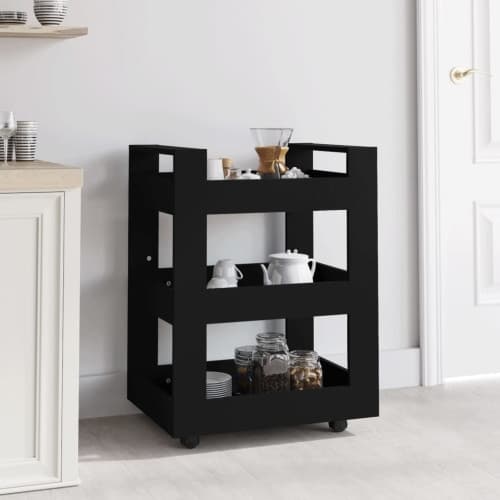 Köksvagn svart 60x45x80 cm konstruerat trä