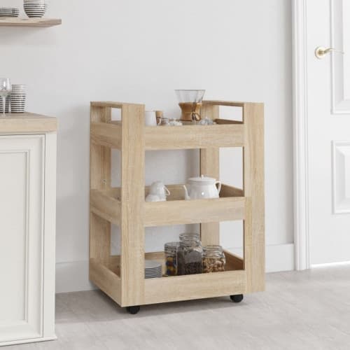 Köksvagn sonoma-ek 60x45x80 cm konstruerat trä