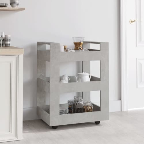 Köksvagn betonggrå 60x45x80 cm konstruerat trä