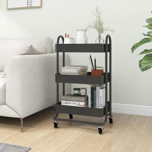 Rullvagn 3 våningar antracit 43x34x79 cm stål